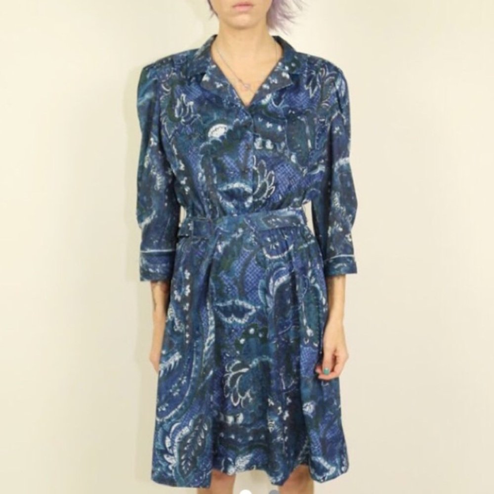 Vintage Blue Floral Dress